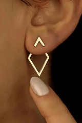 Gold Rhombus Shape Plated Alloy Stud Earrings