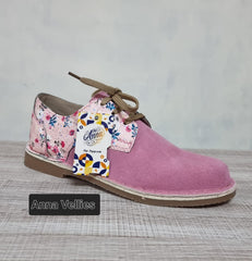 Anna Pink Floral Genuine Leather Vellies