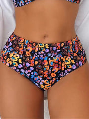 Colorful Leopard Print High Waist Bikini Set