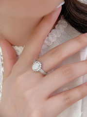 925 Sterling Silver Australian Opal Sunflower Ring with CZ Stones