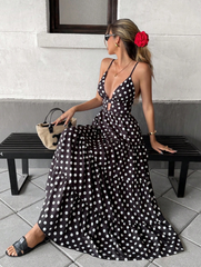 Polka Breeze Spaghetti Strap Maxi Dress