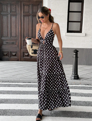 Polka Breeze Spaghetti Strap Maxi Dress