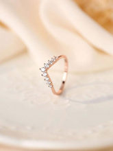 925 Sterling Silver V-Shaped Crown Diamond Band Ring for Women