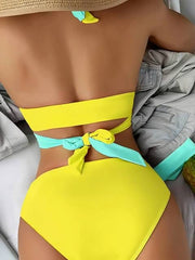 Colour Block Wrap Waist Bikini Set