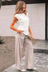 White Lace Patchwork Cap Sleeve Round Neck T Shirt