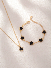 Gold Star Flower Necklace & Bracelet Set