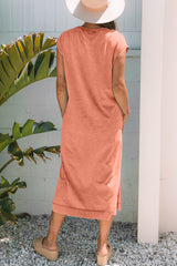 Carrot Mineral Wash Pocketed T-shirt Long Dress