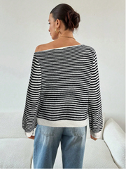 The Coastal Chic Asymmetric Knit – Black & White