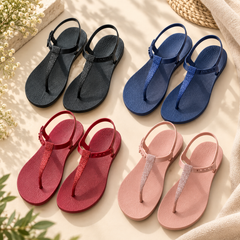 Embellished Flat Ankle Strap Sandals | PLEASE SIZE UP 1 SIZE