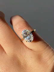 925 Sterling Silver Oval Cut Four Claw Solitaire Ring