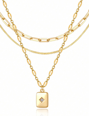 Gold Multi-Layer Pendant Necklace Set