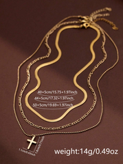 Gold Layered Cross Necklace Set