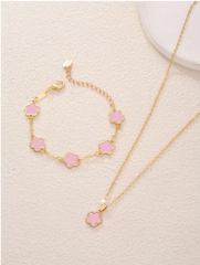 Gold Star Flower Necklace & Bracelet Set