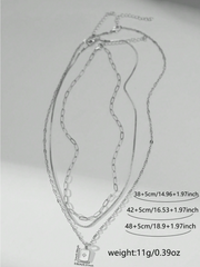 Silver Multi-Layer Pendant Necklace Set