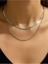 Silver Minimalist Chain Necklace Set