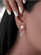 Silver Minimalist Triangle Stud Earrings