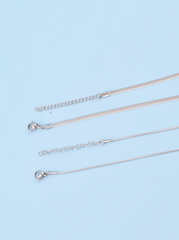 Minimalist Silver Pearl Layered Necklace Set