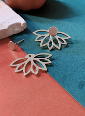 Silver Petal Stud Earrings