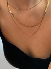 Triple Layer Gold Snake Chain Necklace Set