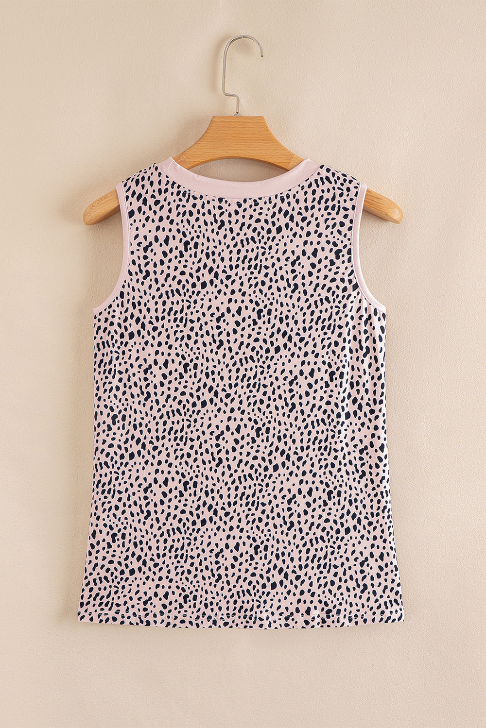 Apricot Leopard Round Neck Tank Top