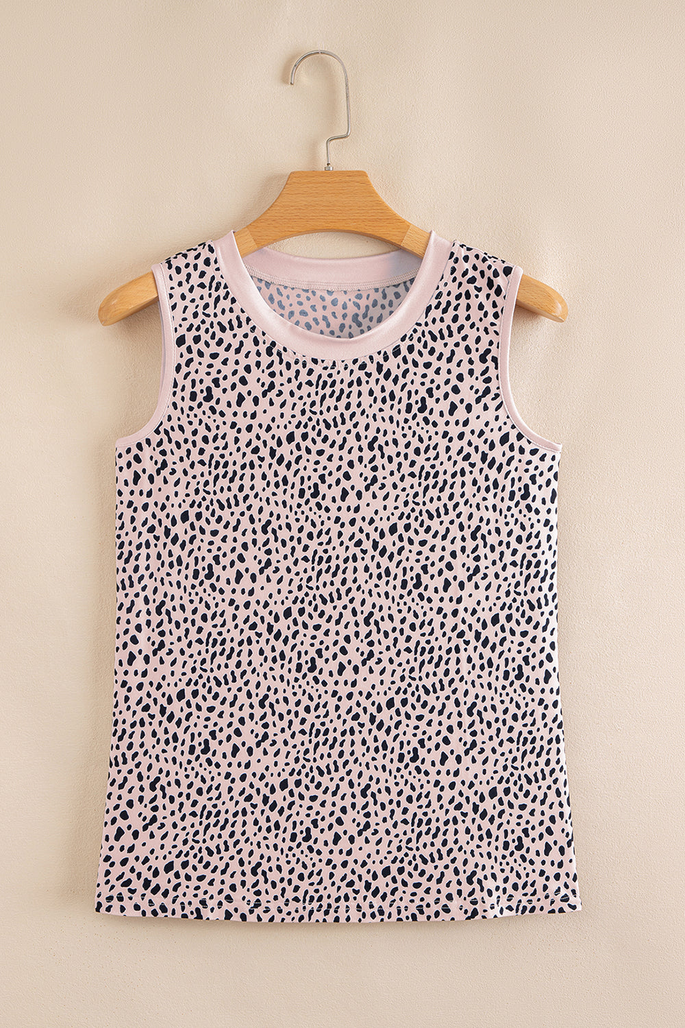 Apricot Leopard Round Neck Tank Top