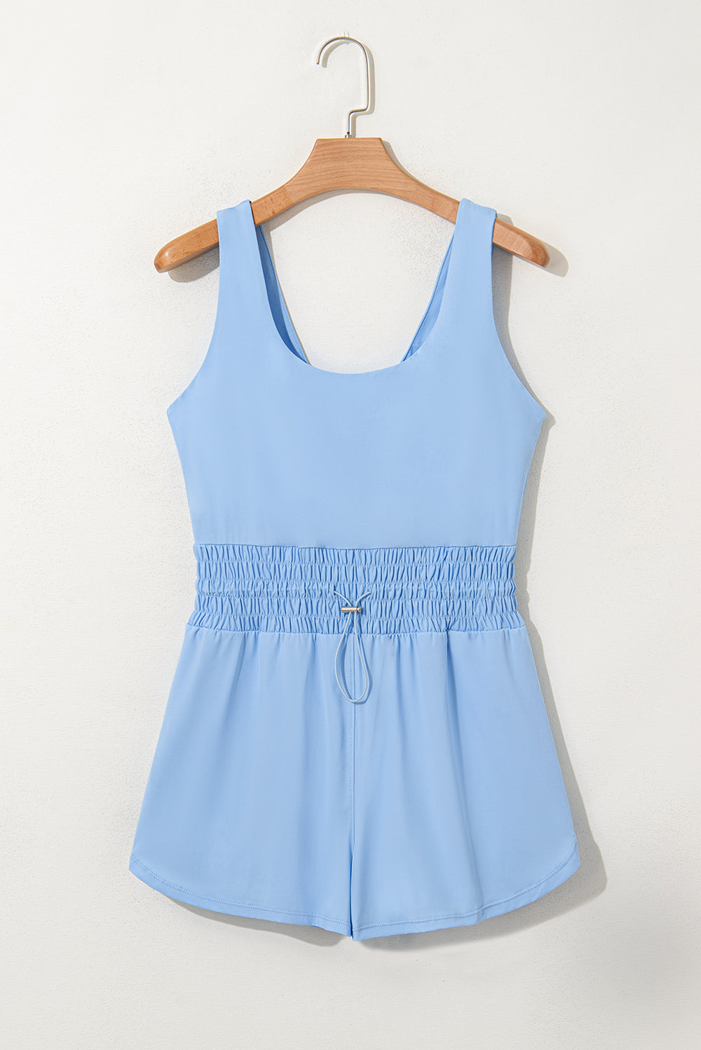 Myosotis Plain Sleeveless Loop Drawstring Cinched Waist Romper