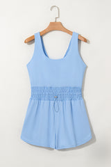 Myosotis Plain Sleeveless Loop Drawstring Cinched Waist Romper