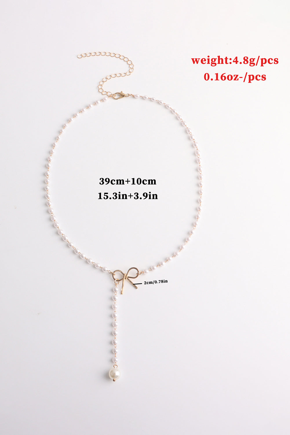 Gold Plated Bow Decor Pearl Chaining Necklace