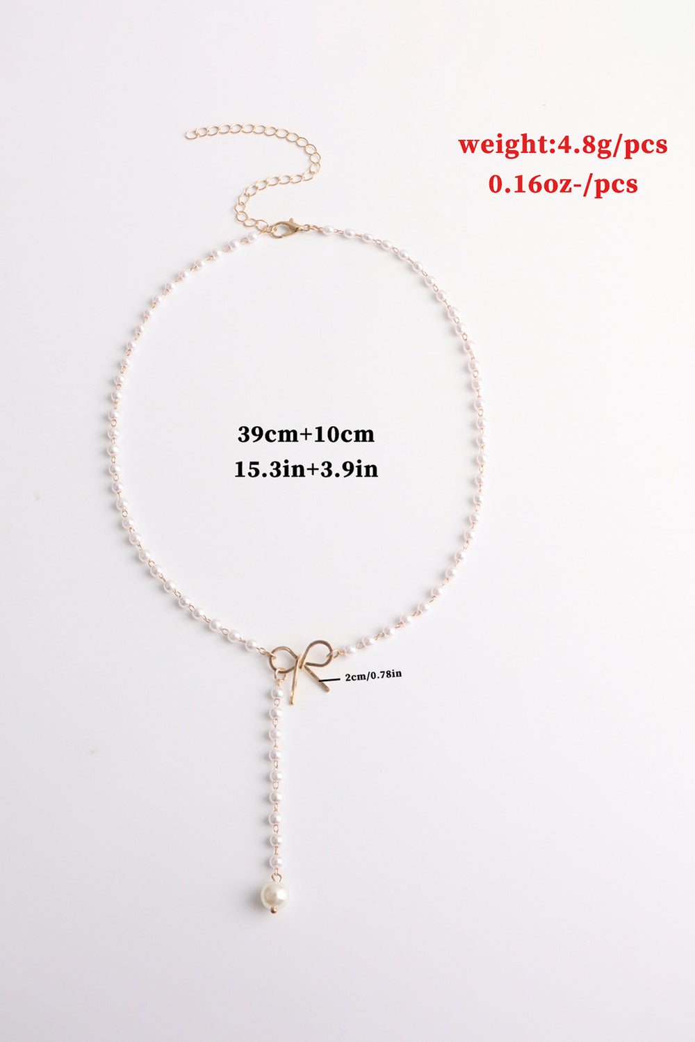 Gold Plated Bow Decor Pearl Chaining Necklace
