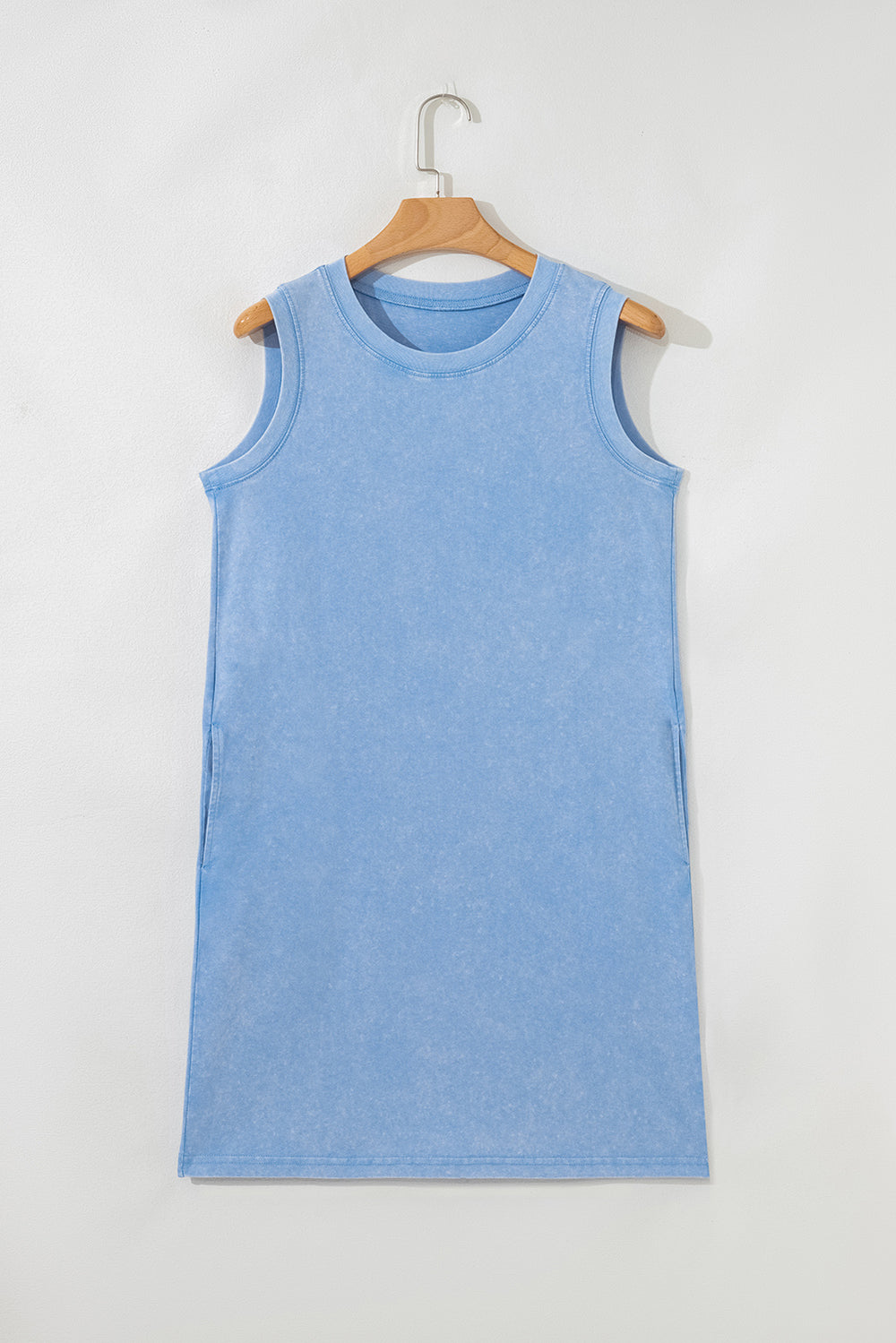 Beau Blue Mineral Wash Tank Mini Dress with Pockets