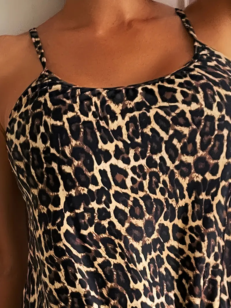 Leopard Print Blouson Tankini Set