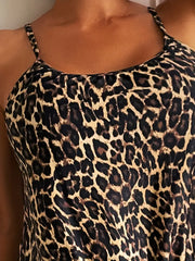 Leopard Print Blouson Tankini Set