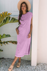 Wisteria Mineral Wash Pocketed T-shirt Long Dress