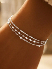925 Sterling Silver Lips Multi Layer Bracelet