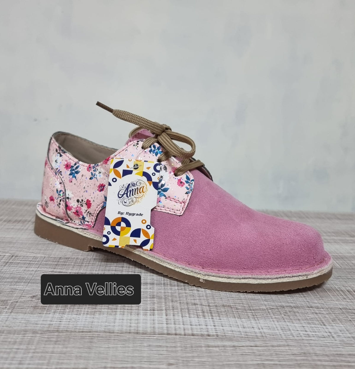Anna Pink Floral Genuine Leather Vellies