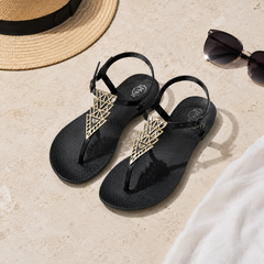 Geometric Gold Accent Jelly Sandals