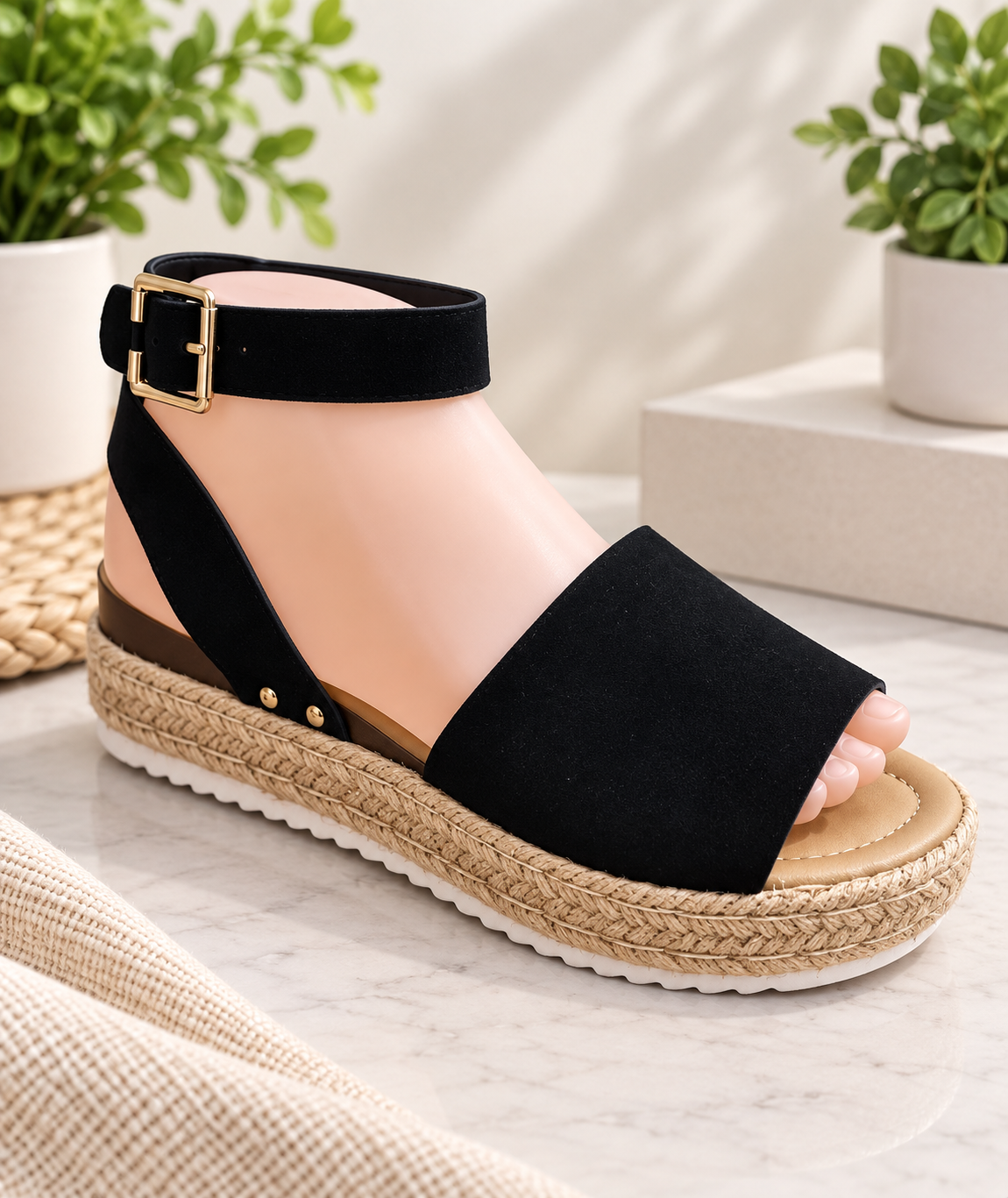 Women’s Espadrille Wedge Sandals – Platform Ankle Strap Sandals