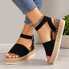 Women’s Espadrille Wedge Sandals – Platform Ankle Strap Sandals