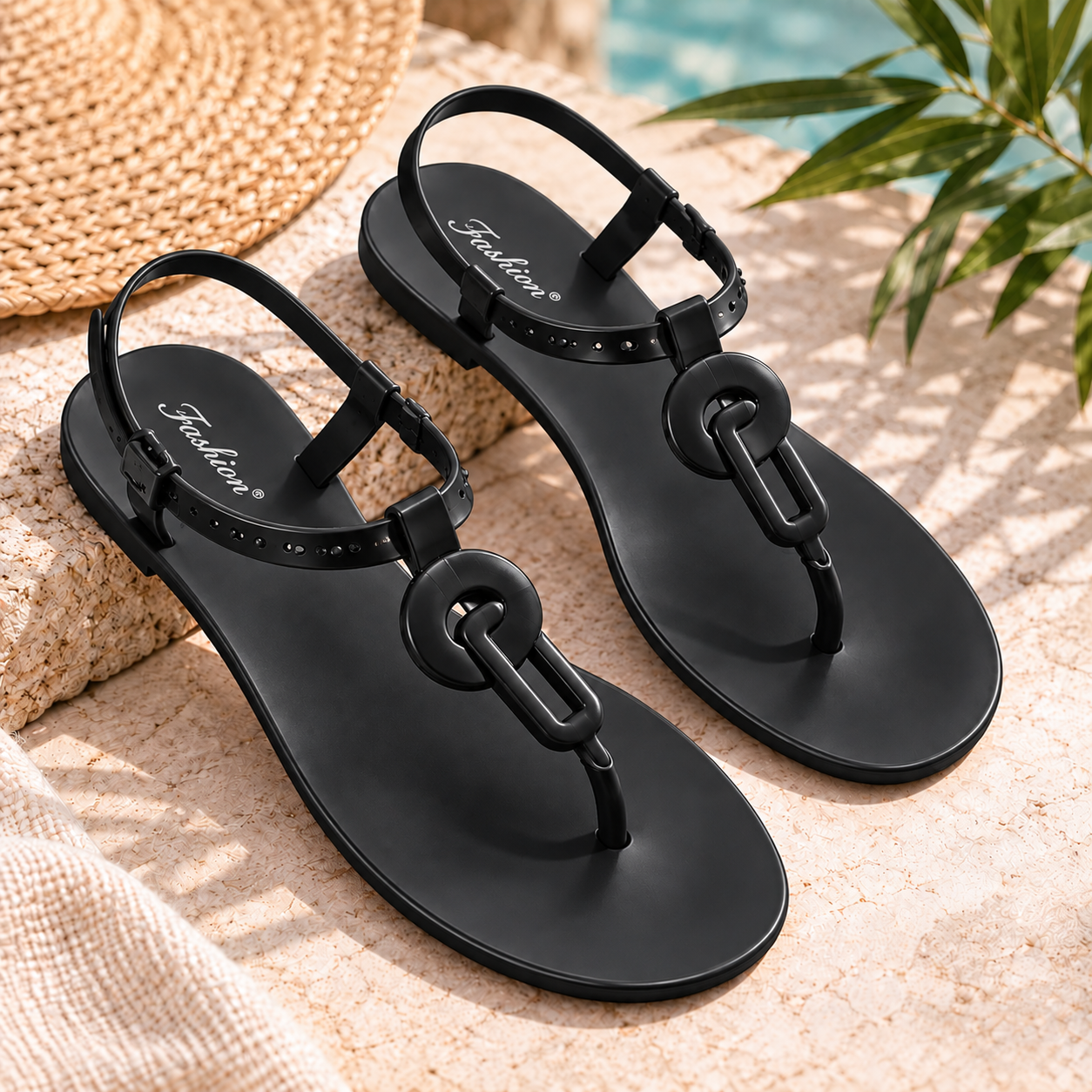 Women’s Jelly Sandals – Ankle Strap Flat Sandals | PLEASE SIZE UP 1 SIZE