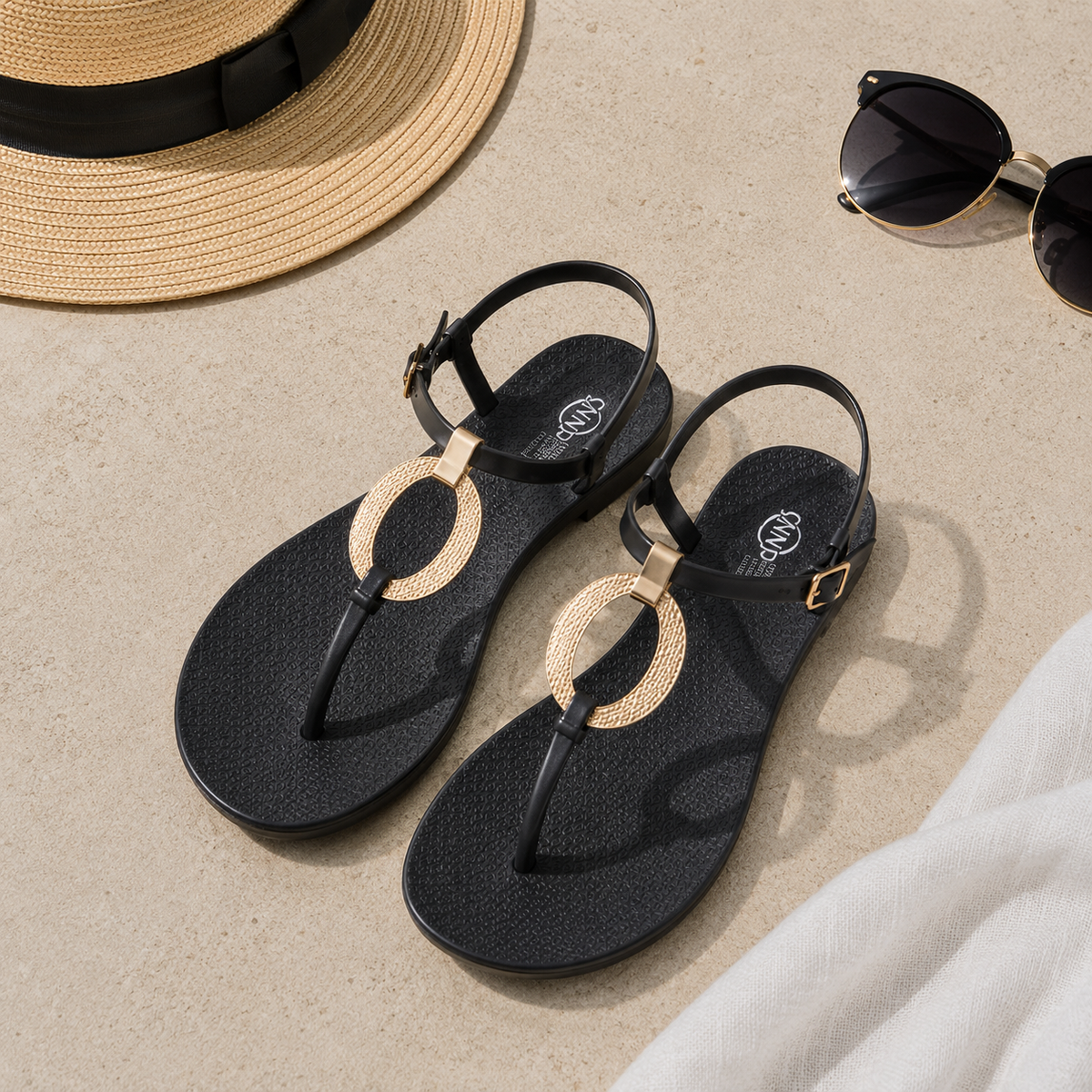 Gold Accent Jelly Sandals