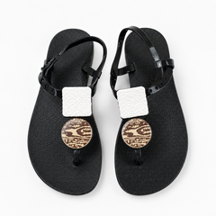 Textured Detail Flat Ankle Strap Sandals | PLEASE SIZE UP 1 SIZE