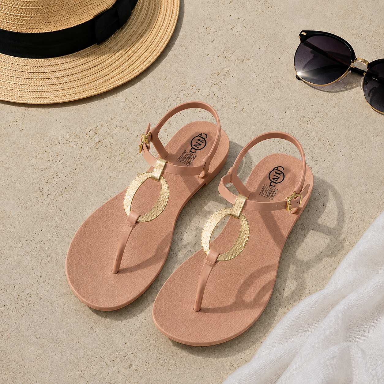 Gold Accent Jelly Sandals |  PLEASE SIZE UP 1 SIZE