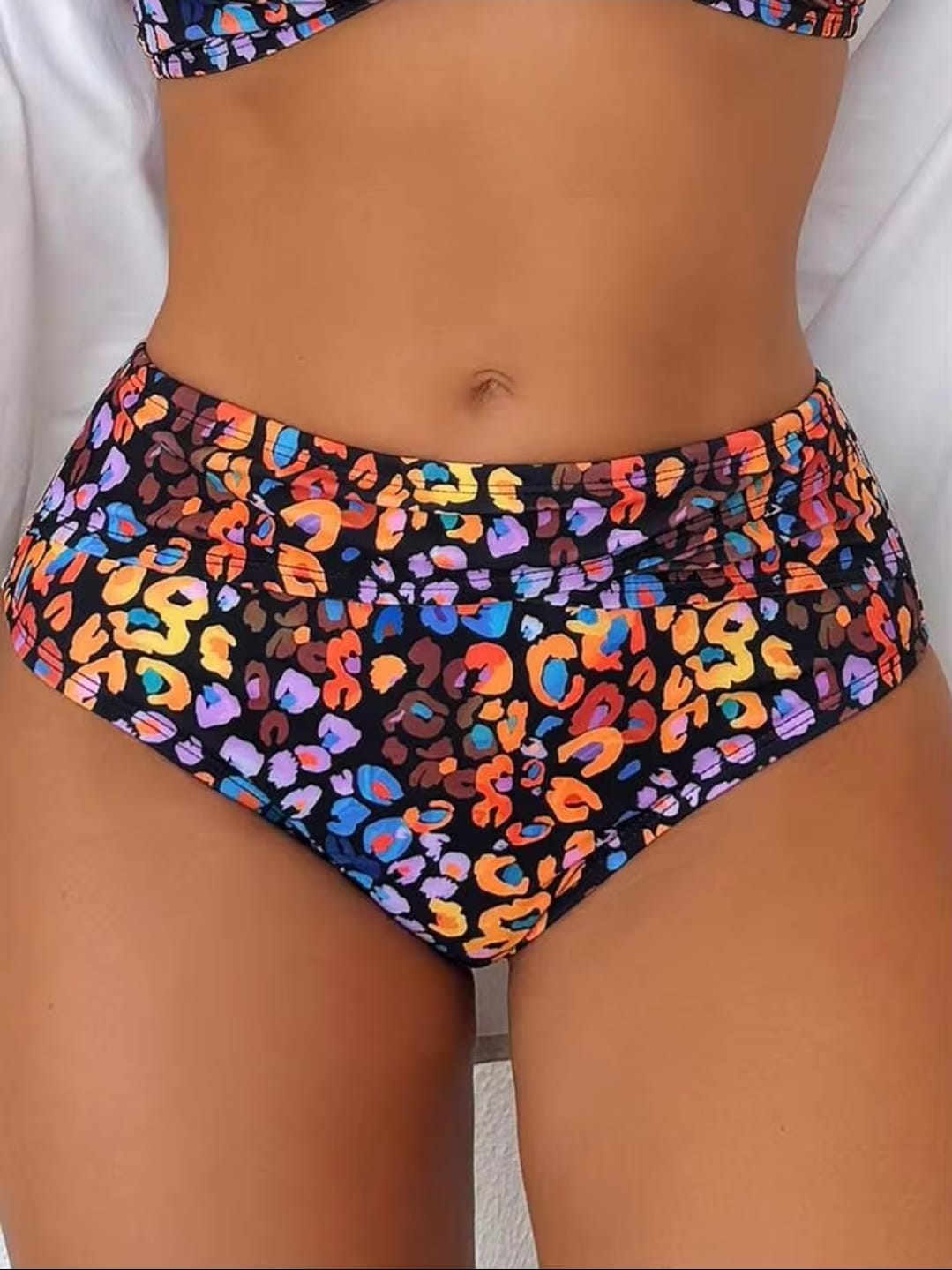 Colorful Leopard Print High Waist Bikini Set