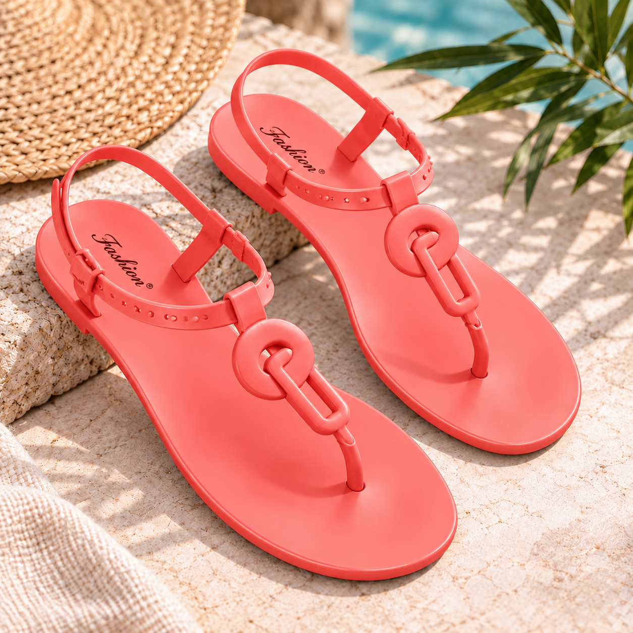 Women’s Jelly Sandals – Ankle Strap Flat Sandals | PLEASE SIZE UP 1 SIZE