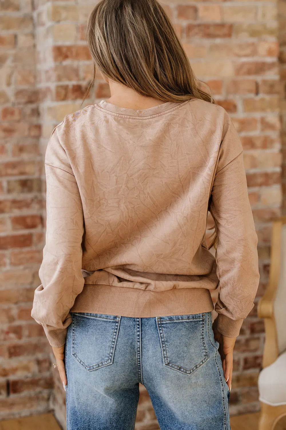 DUNE saved by grace Letter Embroidery Mineral Wash Loose Sweatshirt