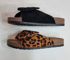 Black Bow Slide Sandals for Women – Flat Summer Sandals