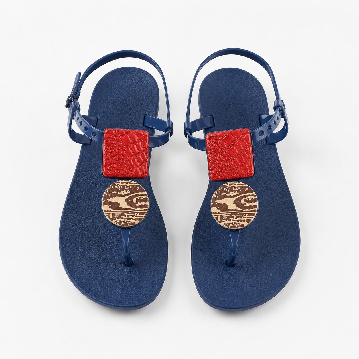 Textured Detail Flat Ankle Strap Sandals | PLEASE SIZE UP 1 SIZE