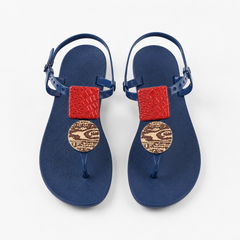 Textured Detail Flat Ankle Strap Sandals | PLEASE SIZE UP 1 SIZE