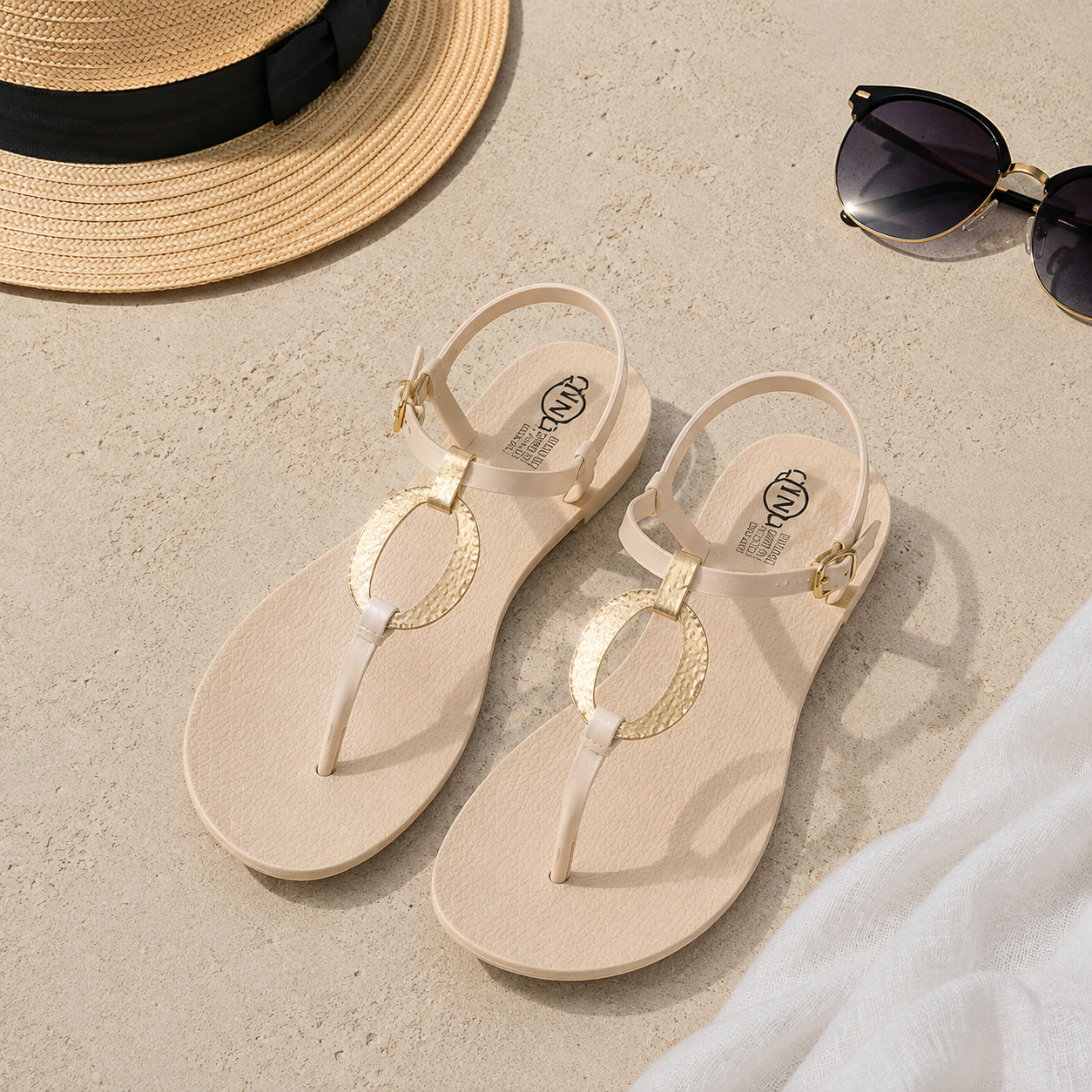 Gold Accent Jelly Sandals