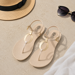 Gold Accent Jelly Sandals